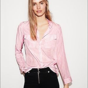 Express pink gingham city shirt - size small